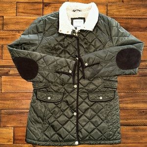 Nautica Green Jacket with Brown Elbow Patches